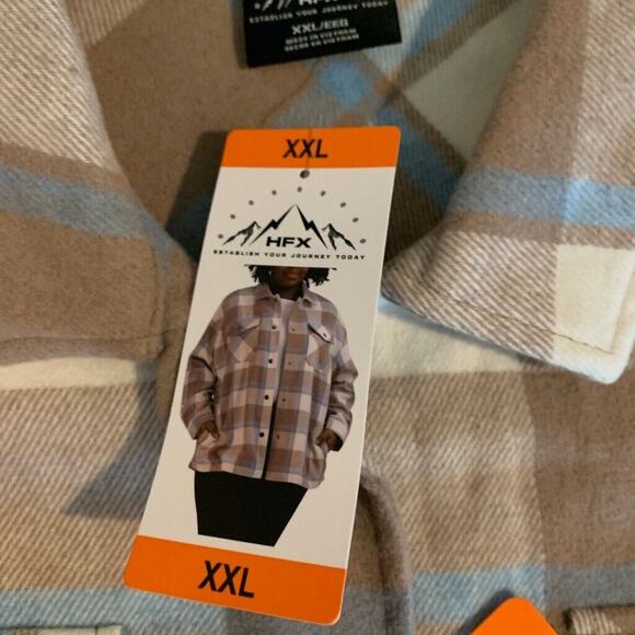 HFX Shirt Jacket Womens XXL 2XL Wool Blend Flannel Check Snap Button Shacket - Picture 12 of 16